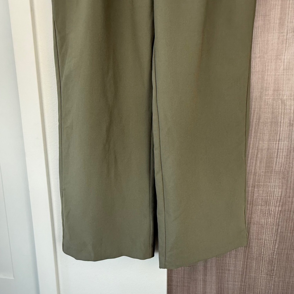 Abercrombie & Fitch Olive Green Sloane Tailored Wide Leg Trouser Pants Long - Picture 7 of 12